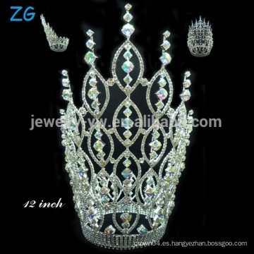 Coronas de la princesa del rhinestone de la alta calidad, corona cristalina del AB para la novia, coronas grandes del desfile de la belleza